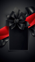 Black Friday social media template with ribbon on vertical dark background