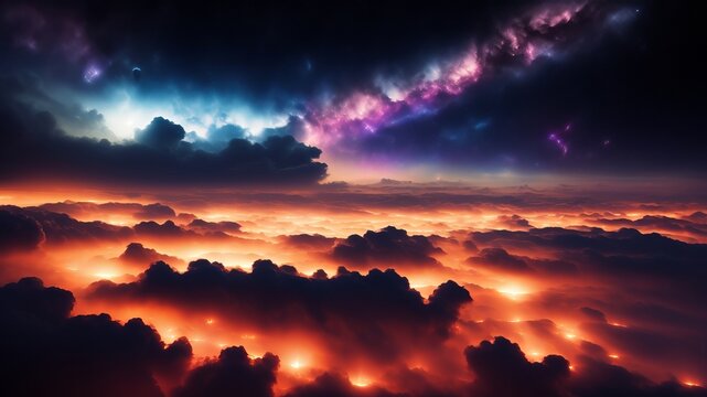 Colorful space galaxy cloud nebula. Stary night cosmos. Universe science astronom. AI Generated
