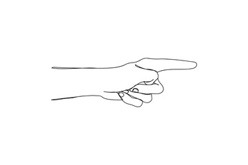 hand pointing to something. line art of hand gesture. Gun made from hand . Pointing finger. Hand signal.