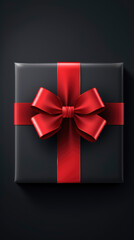 black gift box with red ribbon for black friday banner promotion social media