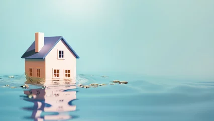 Deurstickers Sinistre Immobilier: Dommages des Inondations sur Maison d’Habitation © Beboy