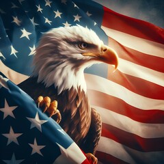 An eagle and an American the USA flag patriotism. Patriot.