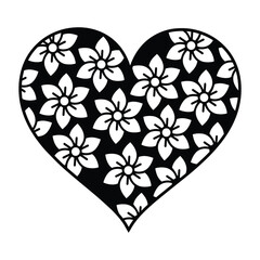 Heart With Floral Wall Interior Decor Crafts Silhouette