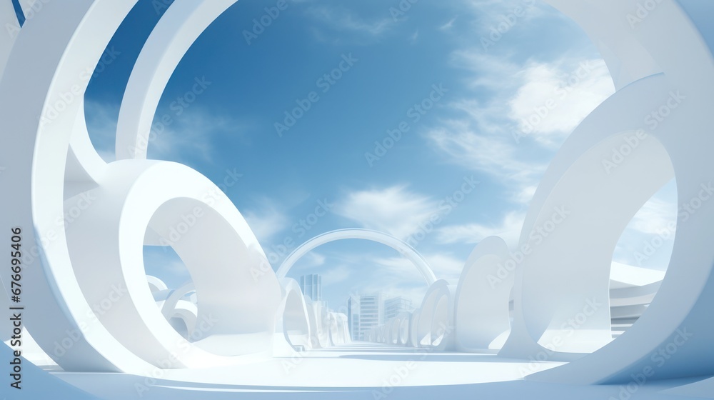 Poster Abstract futuristic architecture background of buildings and 3D renderings.