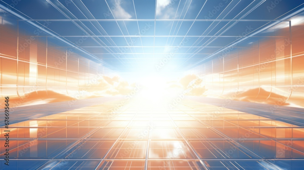 Poster Abstract futuristic architecture background of buildings and 3D renderings.