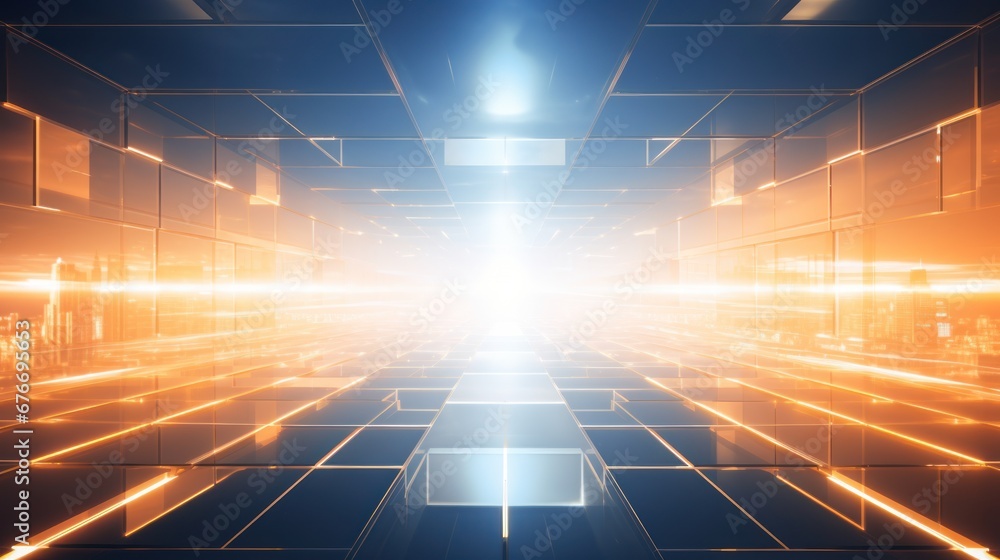 Aufkleber Abstract futuristic architecture background of buildings and 3D renderings.