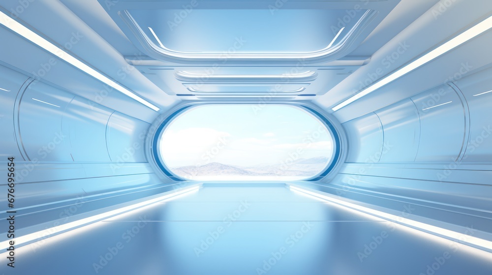 Fototapete abstract futuristic architecture background of buildings and 3d renderings.
