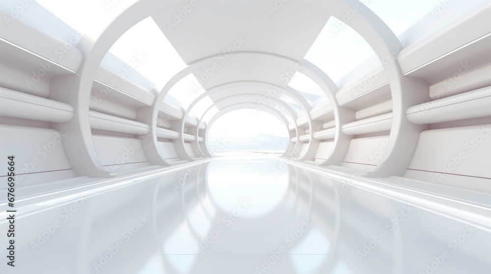 Aufkleber Abstract futuristic architecture background of buildings and 3D renderings.