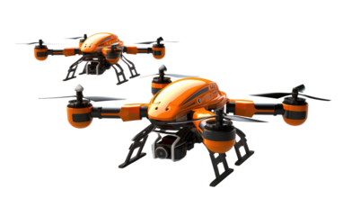 Precision Aerial Vehicles Dazzle Drones Image on a Clear Surface or PNG Transparent Background.