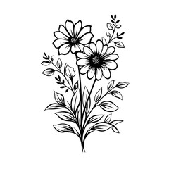 flower, vector, floral, nature, illustration, leaf, design, plant, flowers, pattern, decoration, art, spring, vintage, drawing, bouquet, flora, summer, blossom, element, ornament, card, wallpaper, sty