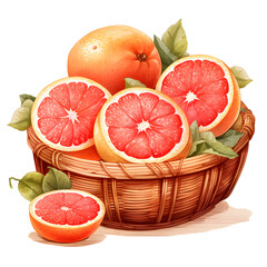 Grapefruits, fruits, watercolor illustrations
