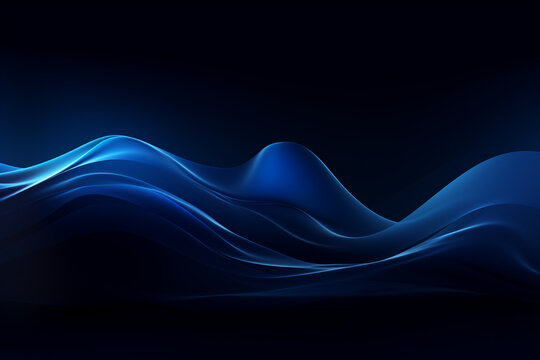 Fototapeta Graphic resource concept. Abstract blue digital waves on black background with copy space