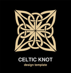 Celtic cross. Ethnic ornament. Ancient geometrical symbols celtic knots christian tattoo. Element of celtic ornament. Geometric design. Vector illustration