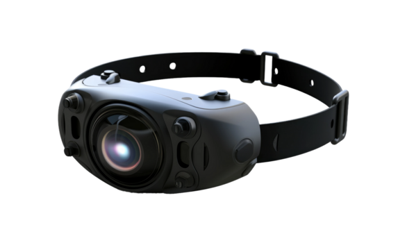 Realistic Image of an Emotion Recognizing Wearable Camera on a Clear Surface or PNG Transparent Background.