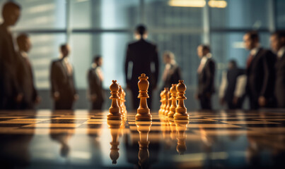 Business strategy is like a game of chess, Group of businessmen thinking about the next move