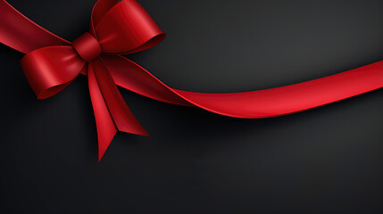 Red ribbon on dark background  for black friday web banner promotion advertisement