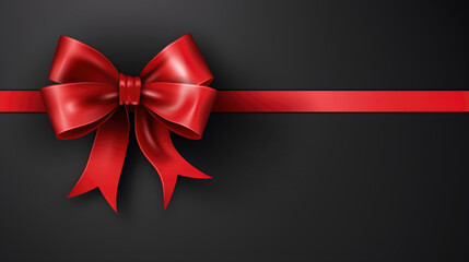 Red ribbon on dark background  for black friday web banner promotion advertisement