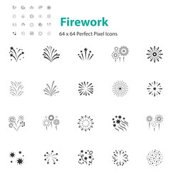 set of Firework icons, New Year - obrazy, fototapety, plakaty