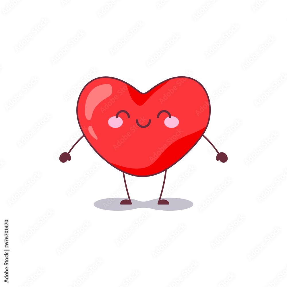 Canvas Prints heart mascot icon. vector illustration of a pleased love heart character, perfect for expressing sat