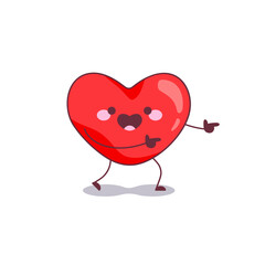 Cool Heart Character Icon. Vector Illustration of a Winking Love Heart Mascot, Perfect for Valentine's Day and Expressive Romantic Gestures.