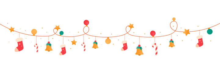 Christmas hanging ornaments are used to decorate cards, posters, web decorations and products during the Christmas holiday season