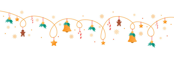 Christmas hanging ornaments are used to decorate cards, posters, web decorations and products during the Christmas holiday season