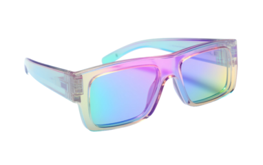 A Realistic Perspective on Holographic Eyewear on a Clear Surface or PNG Transparent Background.