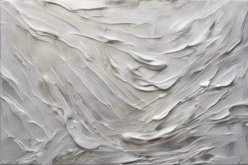 Closeup of abstract rough silver white art painting texture, with oil brushstroke, pallet knife paint on canvas