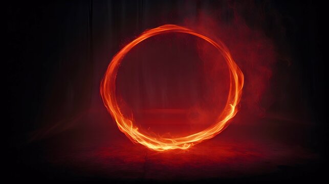 A minimalist long exposure photograph of a Circle Red burning flame