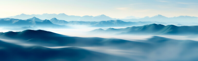 smoke and foggy landscape with mountains