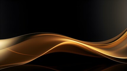 Abstract 3D Background of Curves and Swooshes in dark gold Colors. Elegant Presentation Template