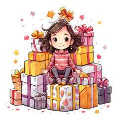 Cute Happy Birthday Girl Clipart Illustration