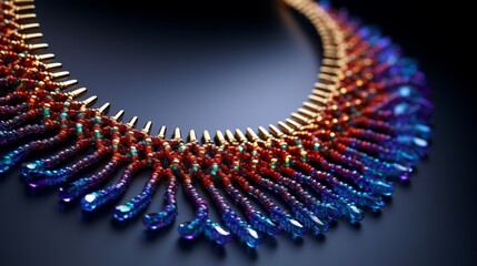 A beaded necklace with a unique design, showcasing its beautiful, shimmering beads in full ultra HD