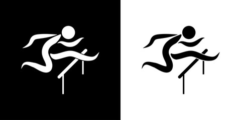 Pictogrammes représentant la compétition de la course de haie sur piste, une des disciplines des sports d’athlétisme.