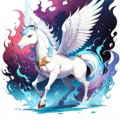 Watercolor mythical creature Star Pegasus