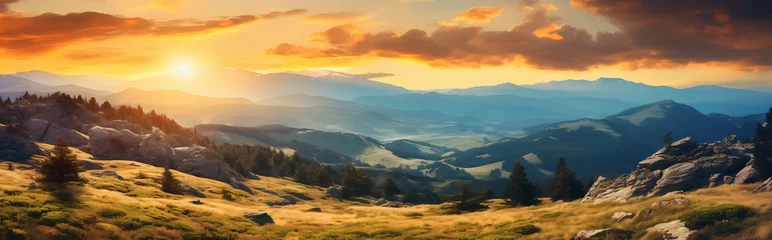 Poster Mountain landscape at sunset © Nopadol
