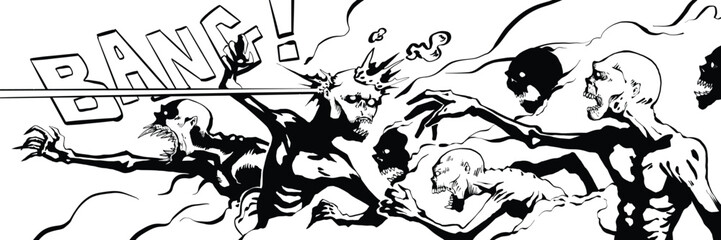 zombies apocalypse comic art tattoo tshirt poster banner decoration