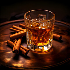Cinnamon Whiskey drink. Generative ai. 