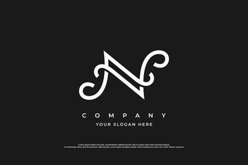 Stylish Letter N Logo Design Vector