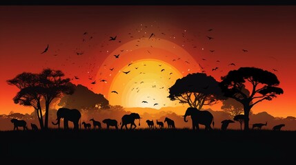 Fototapeta na wymiar wildlife silhouette on earth wildlife conservation concept 