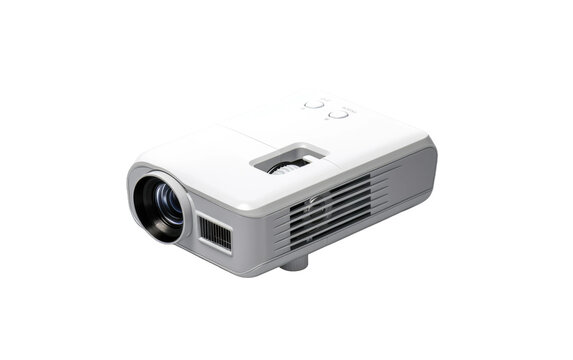 Digital Realism in Miniature Projector Display on a Clear Surface or PNG Transparent Background.