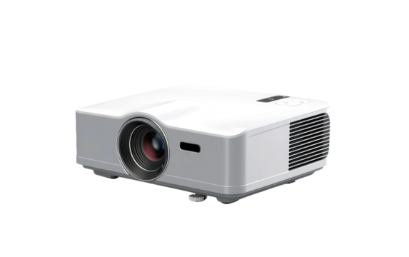 High-Resolution Mini Projector in Virtual Space on a Clear Surface or PNG Transparent Background.