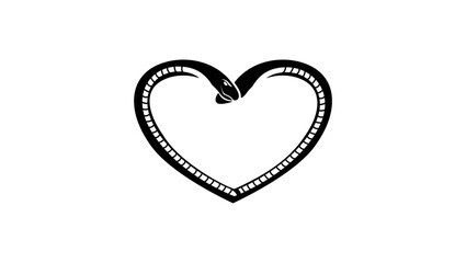 Love Heart two snakes, black isolated silhouette