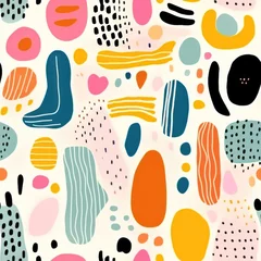Muurstickers Abstract seamless pattern with random organic shapes © Evarelle