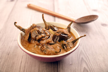 Indian traditional Thron Brinjal curry	