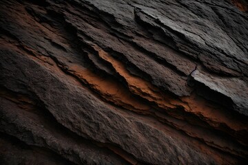 Close-up of dark brown rock texture. Stone background for design, flayer, banner, background, texture... 