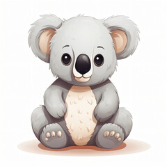 Cute Illustrated Koala Clipart isolated on white background