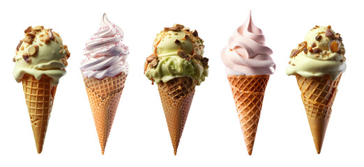 ice cream on empty background, isolated background. variety of ice cream with different shapes, texture and flavour, collection of delicious food theme - obrazy, fototapety, plakaty