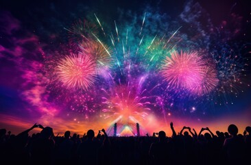 Fototapeta na wymiar A colorful display of fireworks in the night
