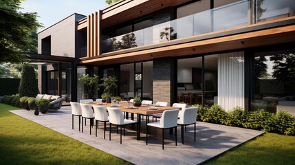 Modern minimalist luxury home, nice outdoor area, real estate, beautiful house for sale